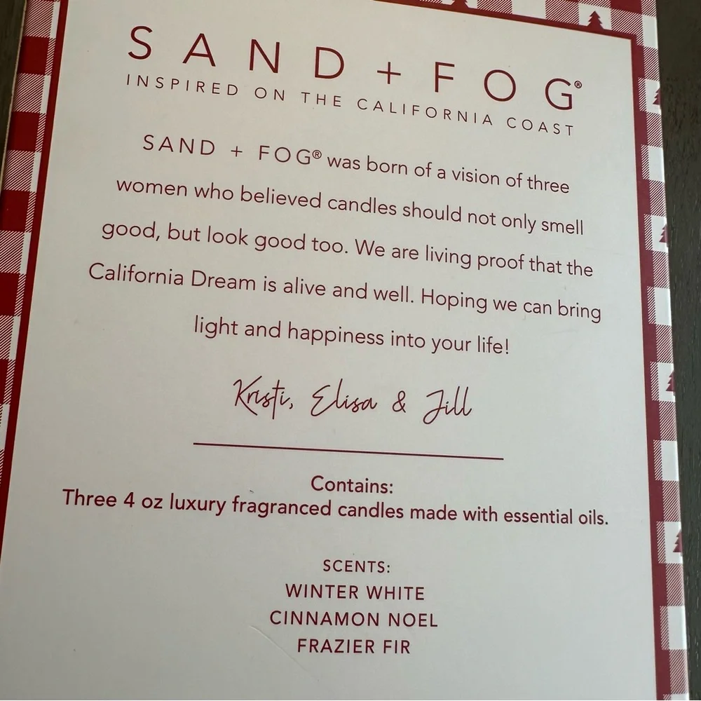 SAND + FOG Holiday Luxury Fragranced Christmas 4oz Candles Essential Oils New